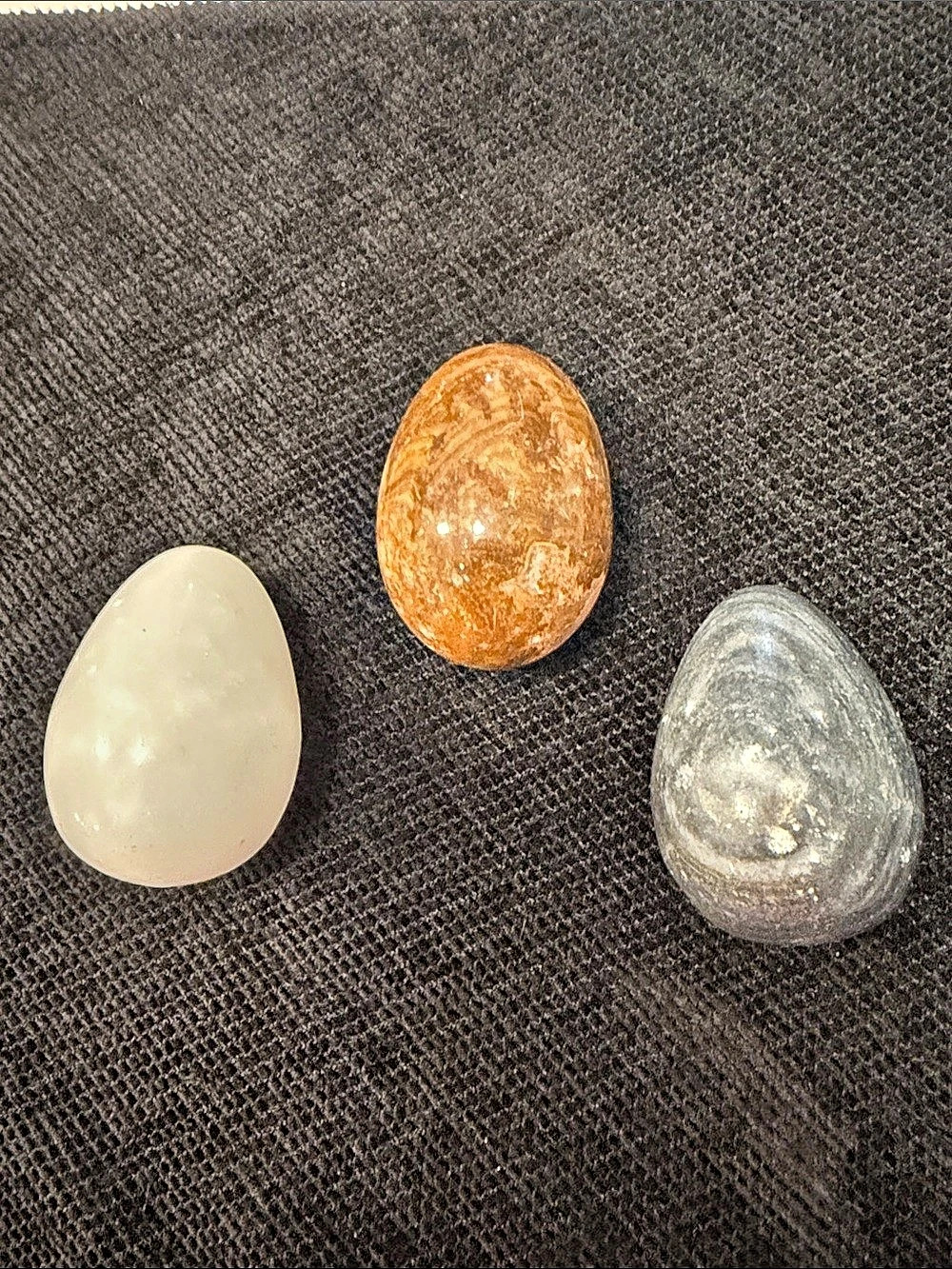 Decorative Marble Stone Eggs Set in Gray, Brown & White